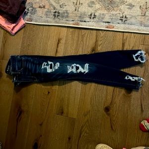 AE high rise distressed jegging crop